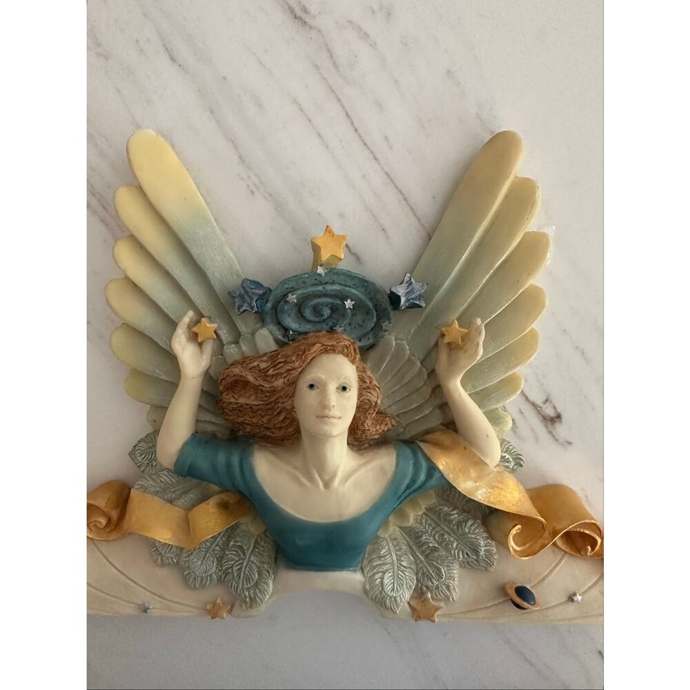 VTG 1998 Penni Jo UDC Angel Wall Plaque 11" Wall Art Stars Wings Fantasy Decor - Picture 10 of 10